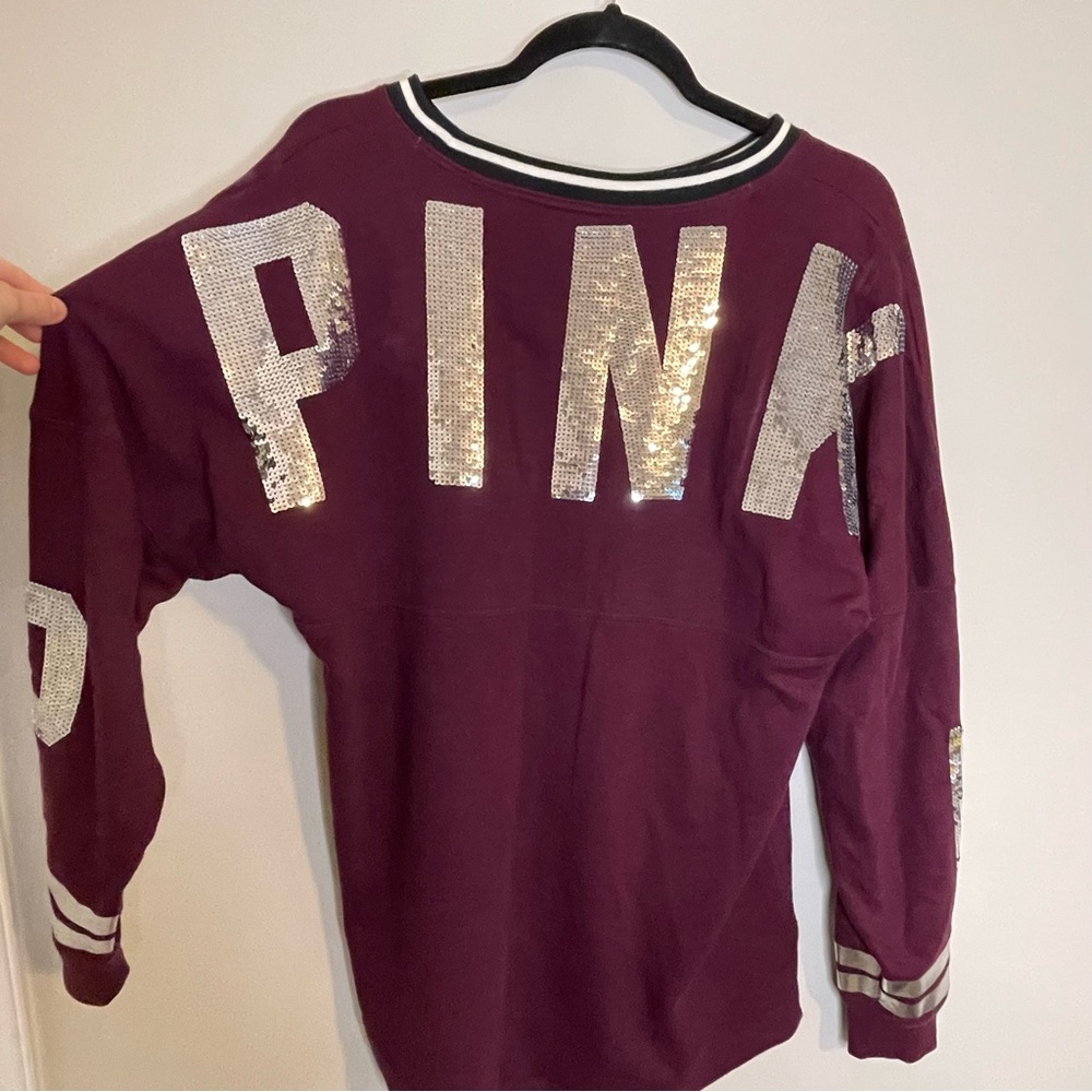 RARE PINK Victoria Secret Limited Edition Fashion Show Bling Varsity Crew